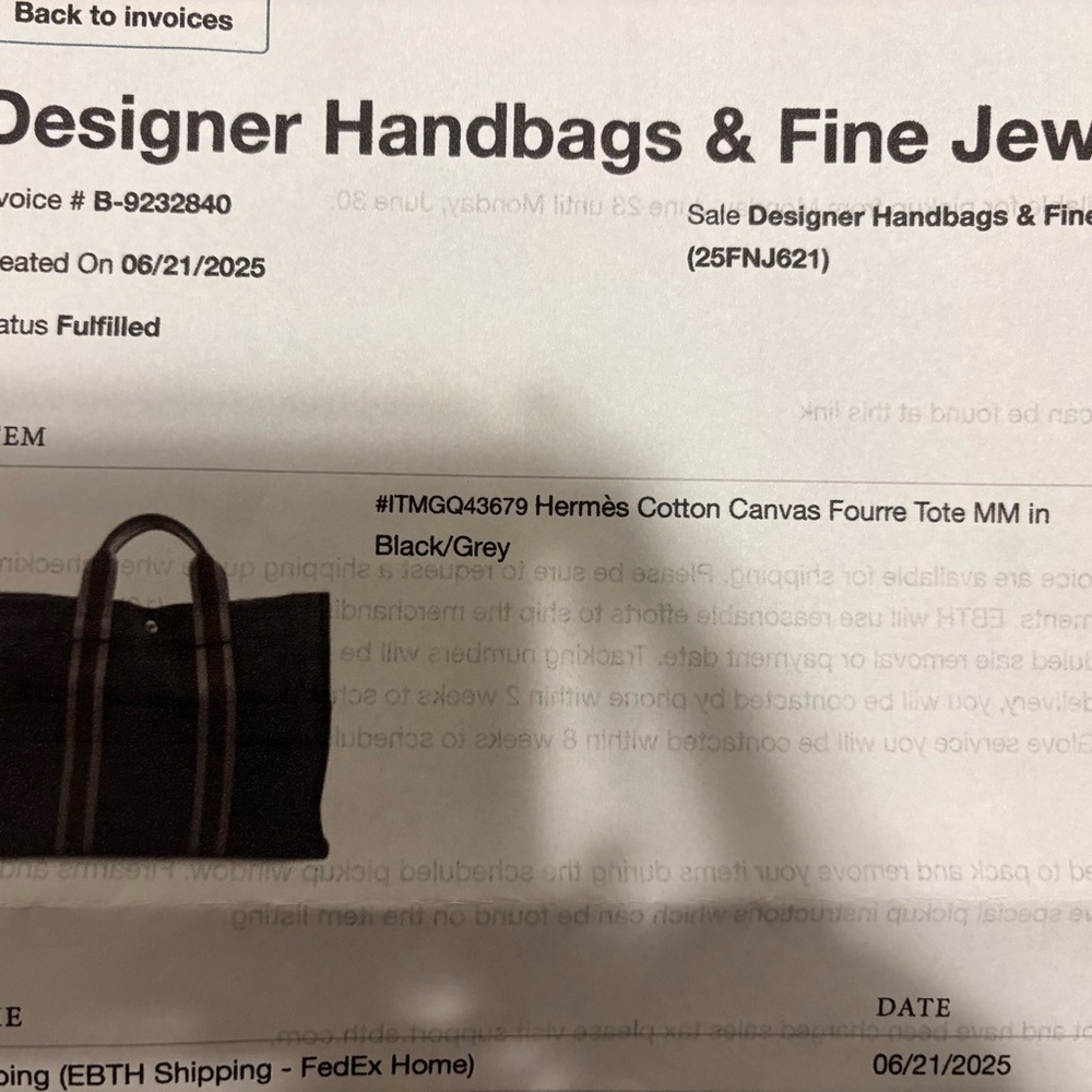Hermes Paris Cotton Canvas Fourre Tote MM - Picture 8 of 8